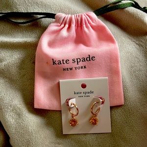 Kate Spade Rise and Shine earrings. New never worn. Gold and rose colored gem.